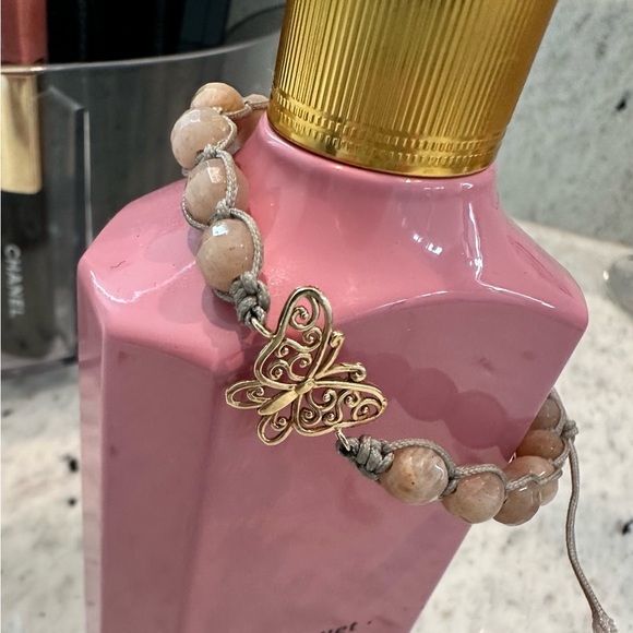 14 karat gold butterfly with beaded adjustable, bracelet, Bead Bracelet - Picture 4 of 7